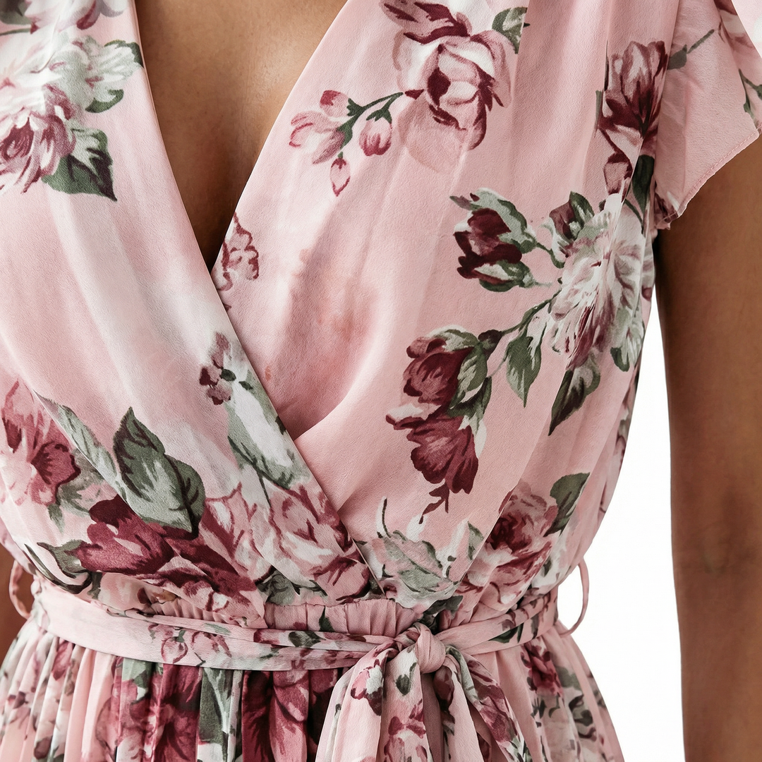 Vestido Midi Floral Cruzado