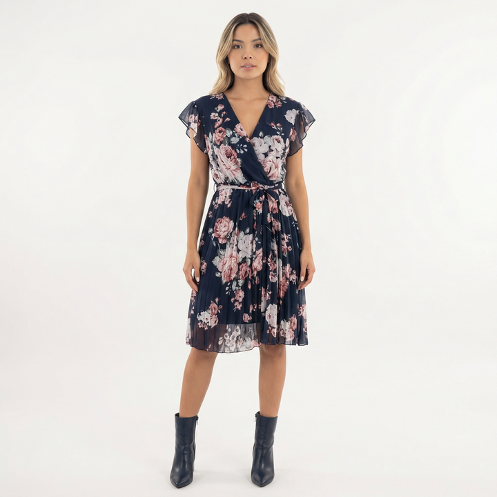 Vestido Midi Floral Cruzado