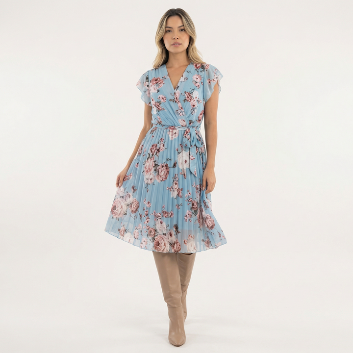Vestido Midi Floral Cruzado