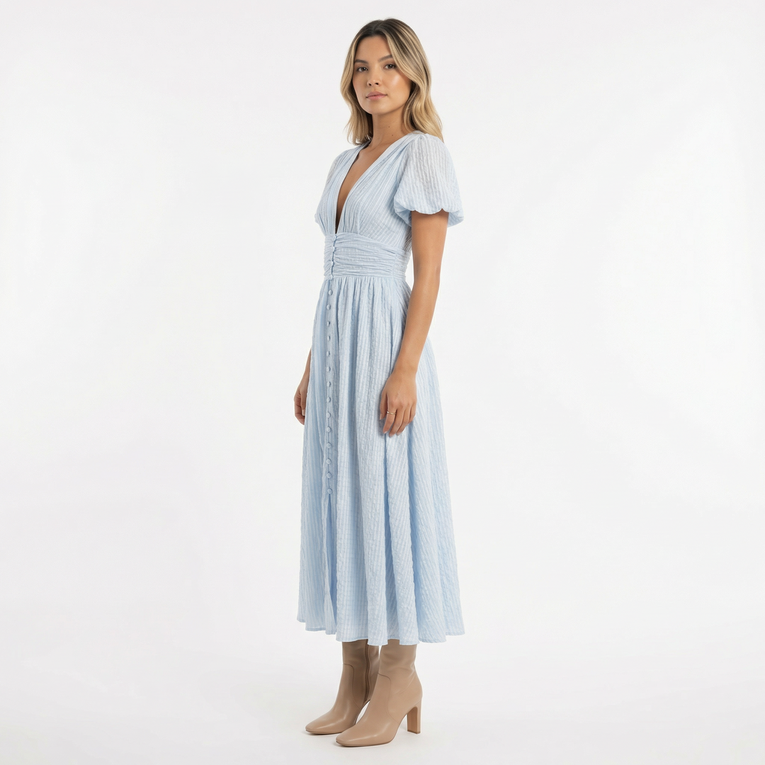 Vestido Midi Azul Claro Verano