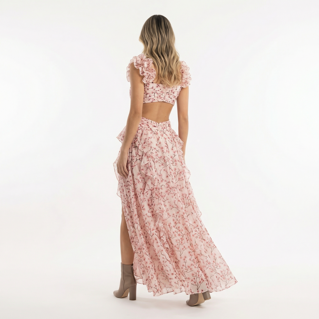 Vestido Largo Floral Asimétrico Verano