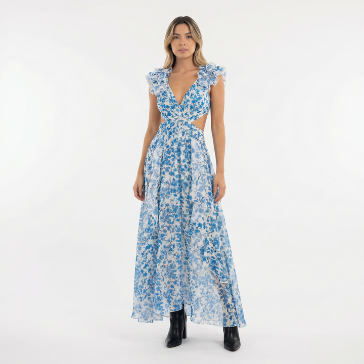 Vestido Largo Floral Asimétrico Verano