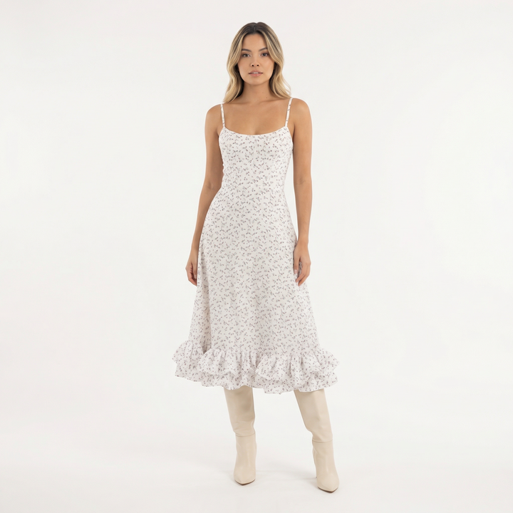Vestido Midi de Fiesta con Volantes