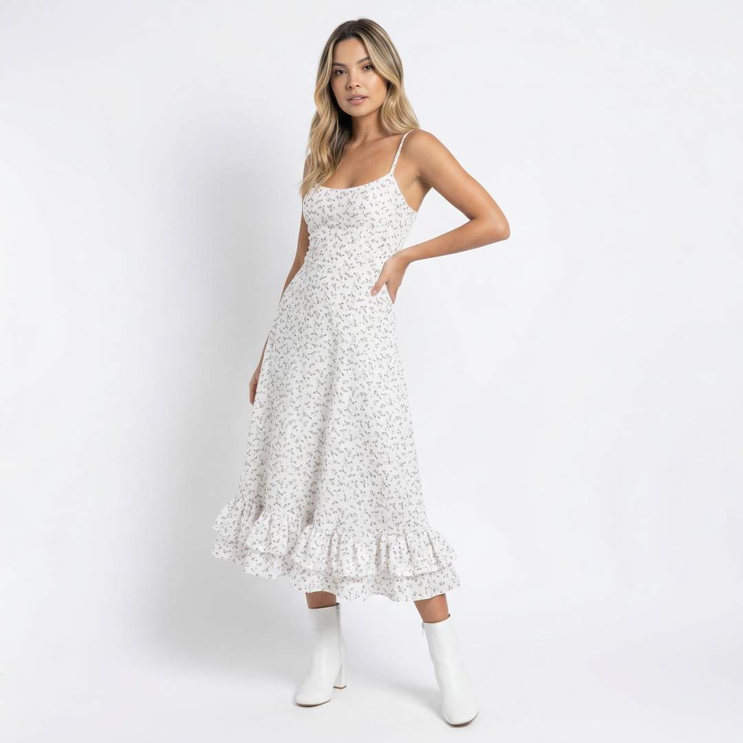Vestido Midi de Fiesta con Volantes