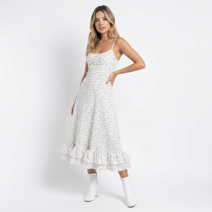 Vestido Midi de Fiesta con Volantes