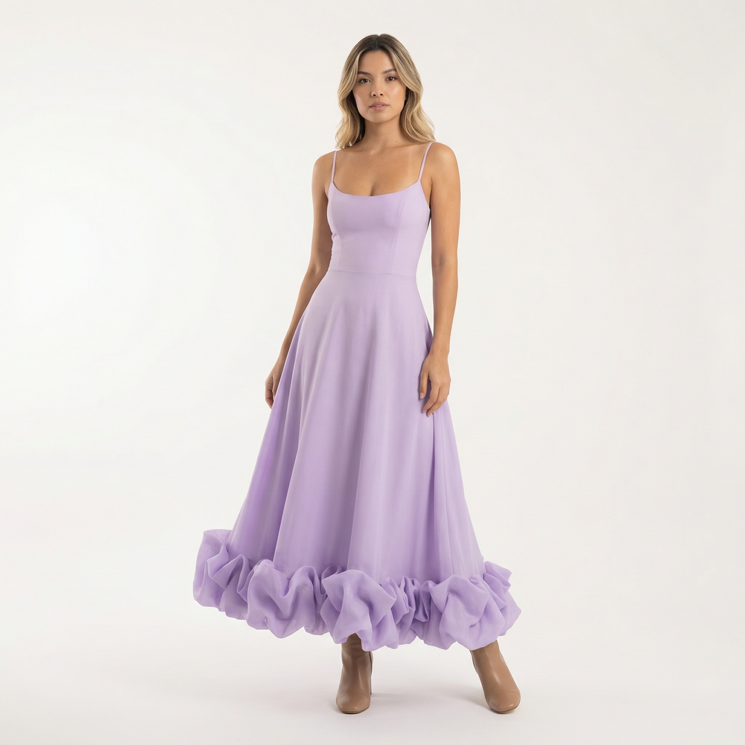 Vestido Midi de Fiesta con Volantes