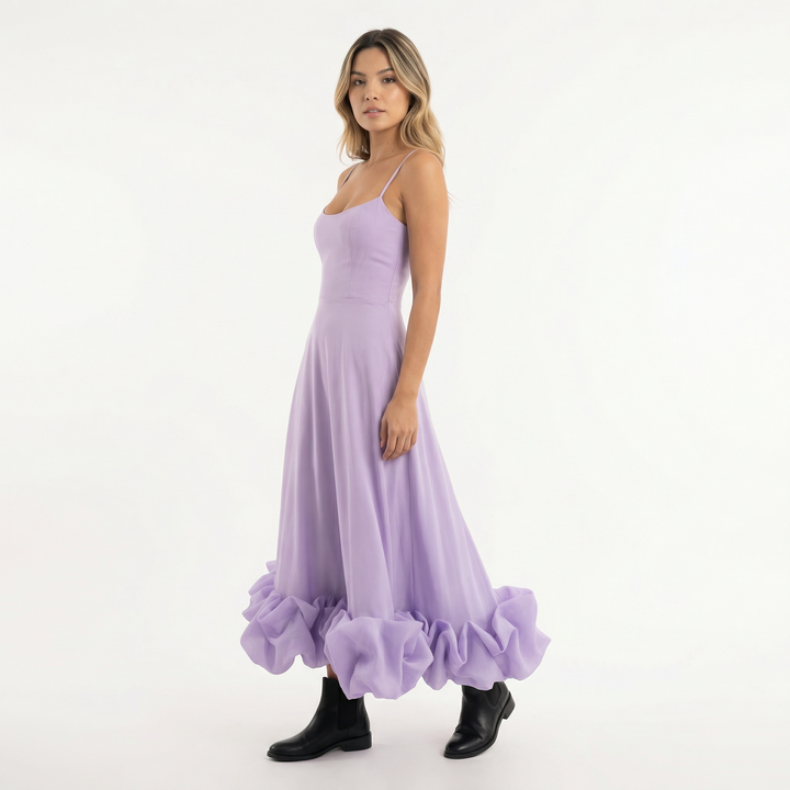 Vestido Midi de Fiesta con Volantes
