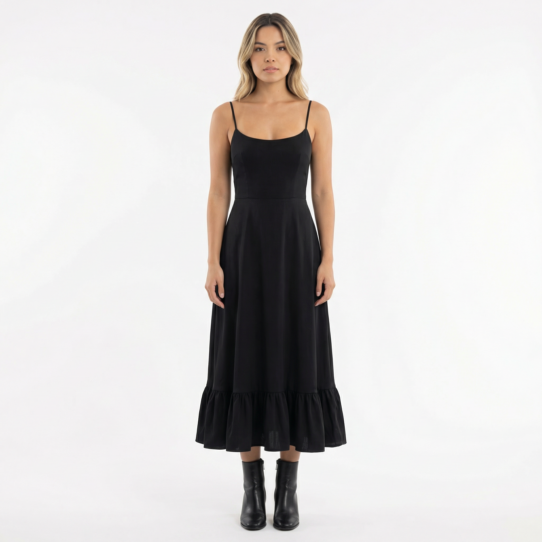 Vestido Midi de Fiesta con Volantes