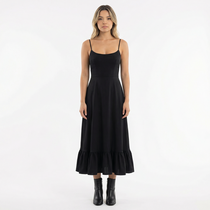 Vestido Midi de Fiesta con Volantes