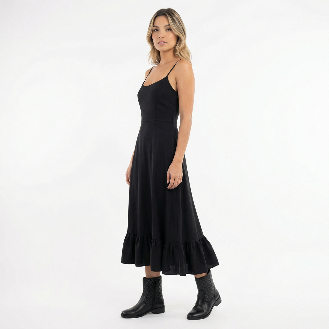 Vestido Midi de Fiesta con Volantes