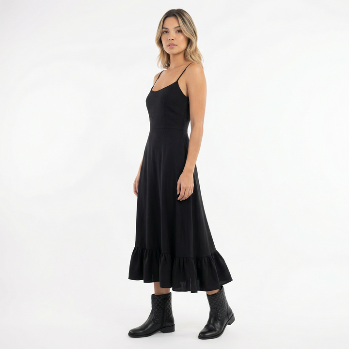 Vestido Midi de Fiesta con Volantes