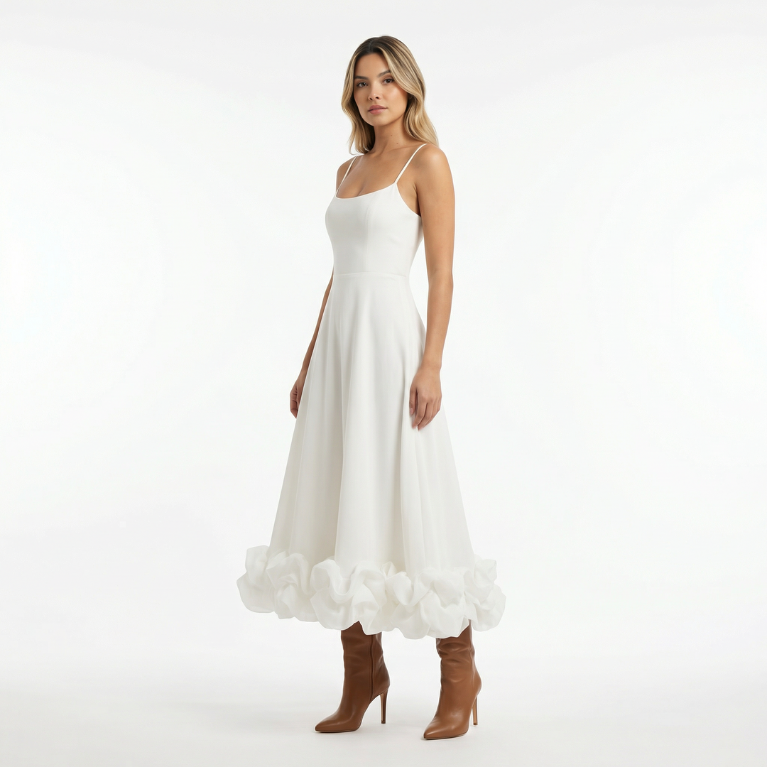 Vestido Midi de Fiesta con Volantes