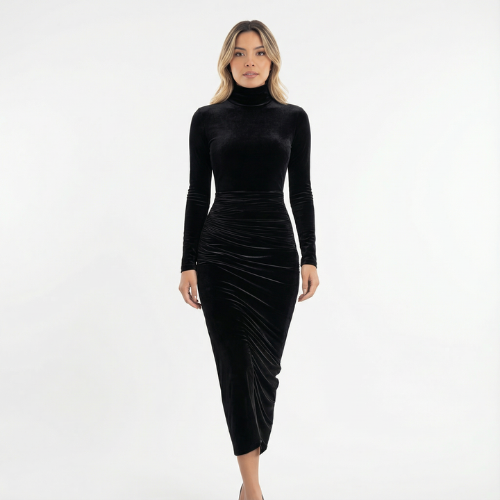 Vestido Ajustado de Terciopelo Negro