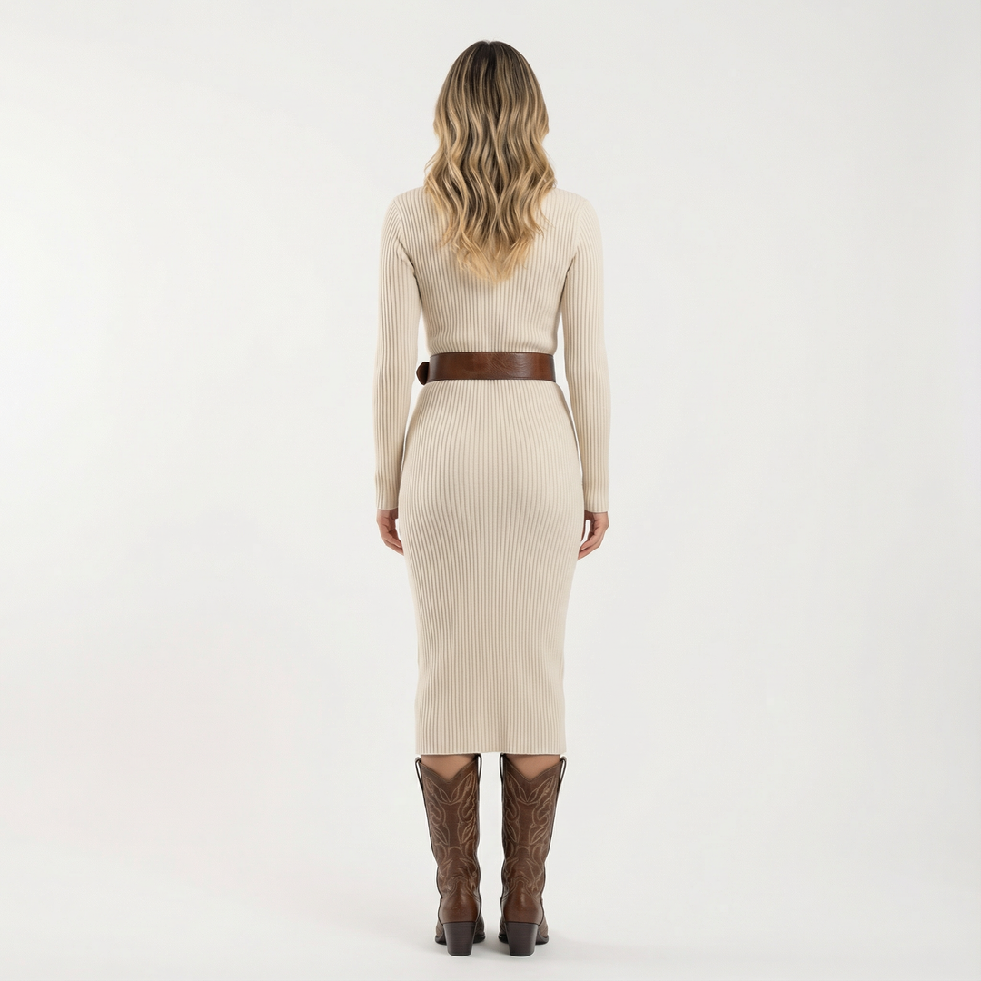 Vestido de Punto Midi Elegante Mujer