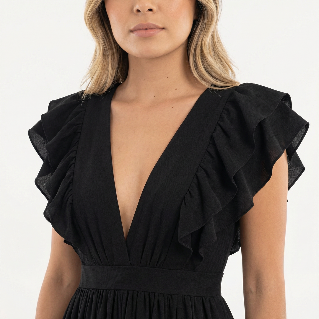 Vestido largo con volantes elegante