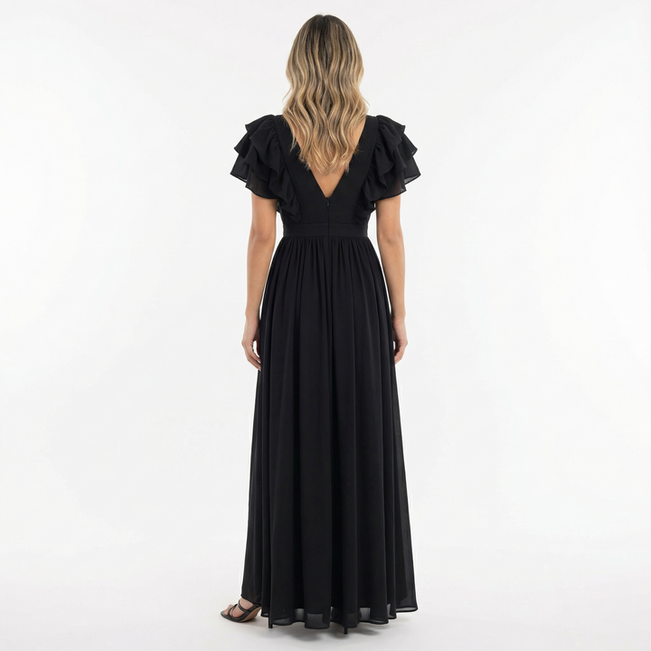 Vestido largo con volantes elegante