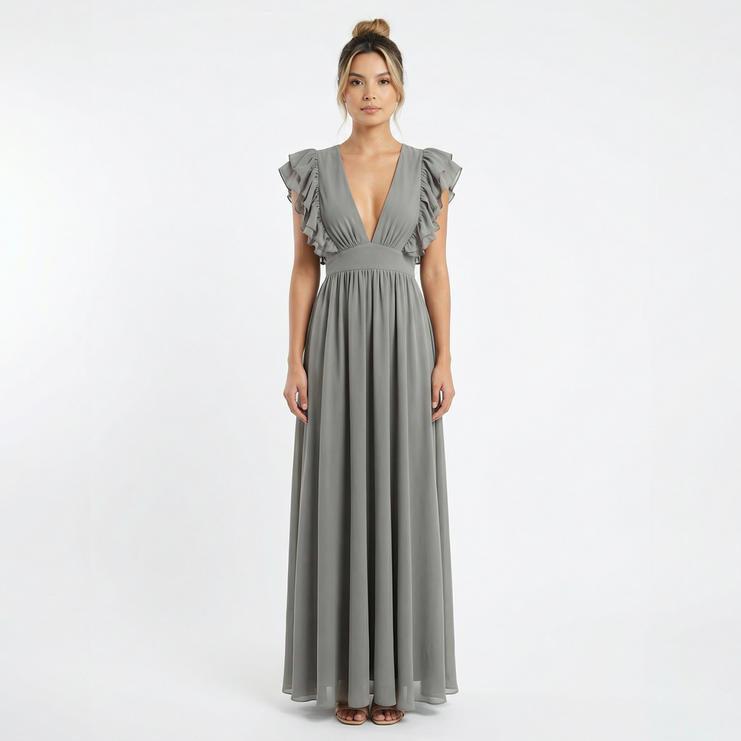 Vestido largo con volantes elegante