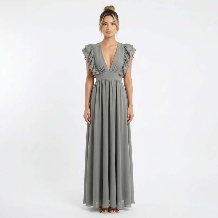 Vestido largo con volantes elegante