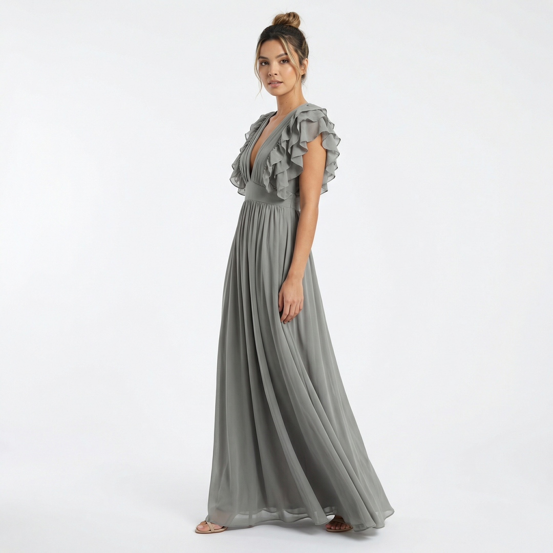 Vestido largo con volantes elegante