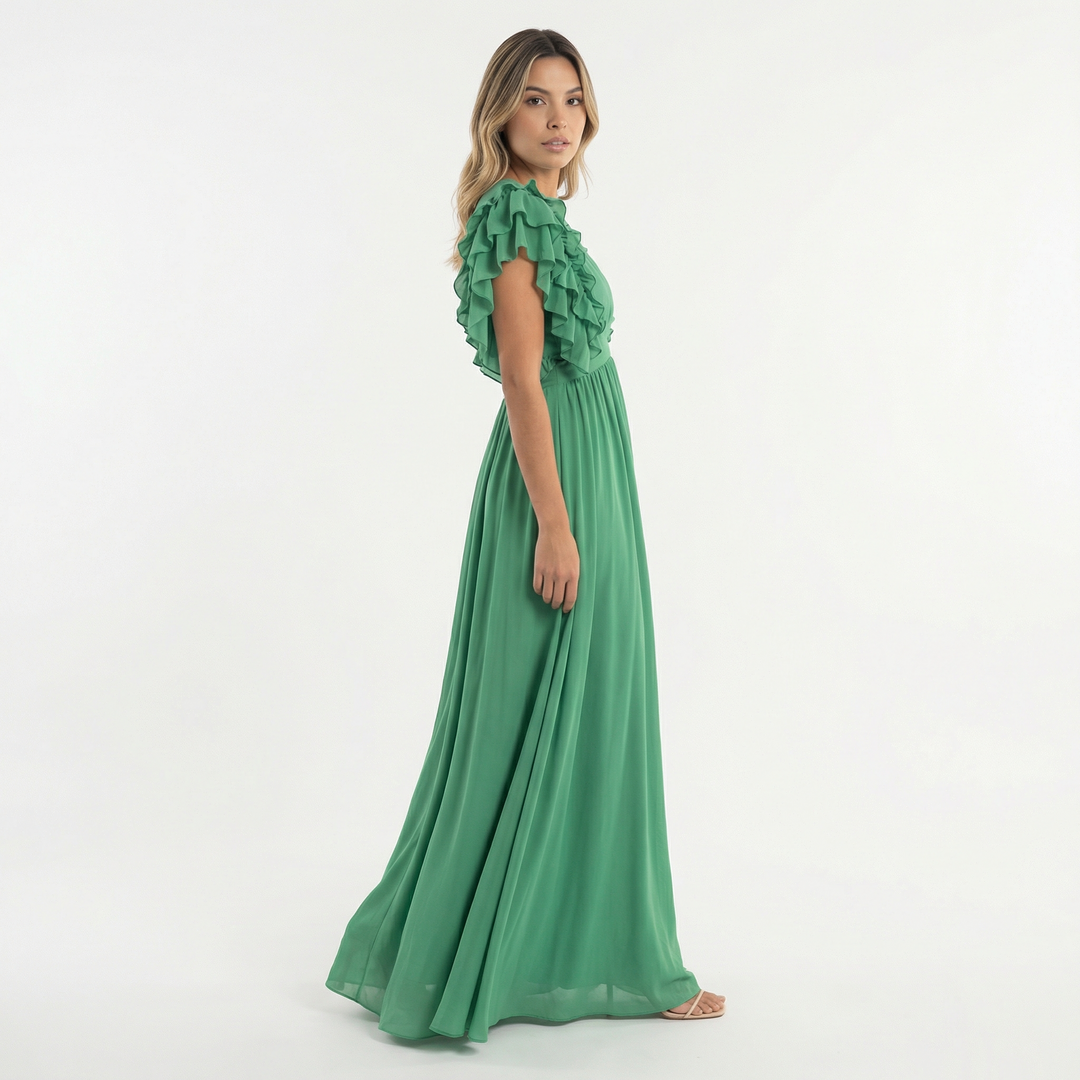 Vestido largo con volantes elegante