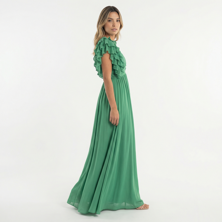Vestido largo con volantes elegante