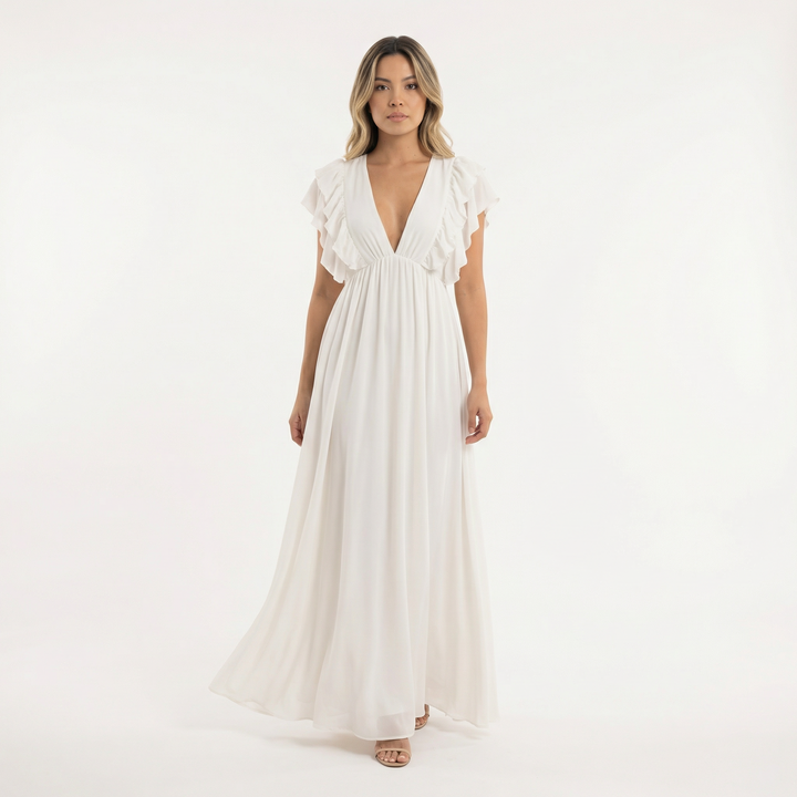 Vestido largo con volantes elegante