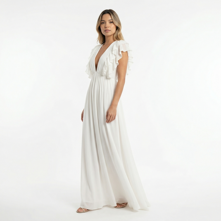Vestido largo con volantes elegante