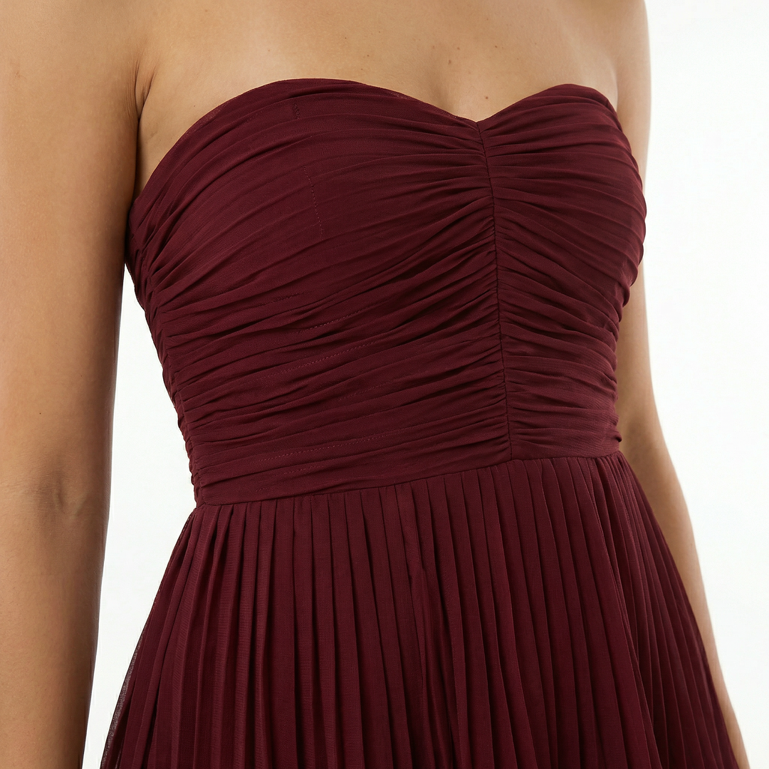 Vestido Largo Palabra de Honor Burdeos