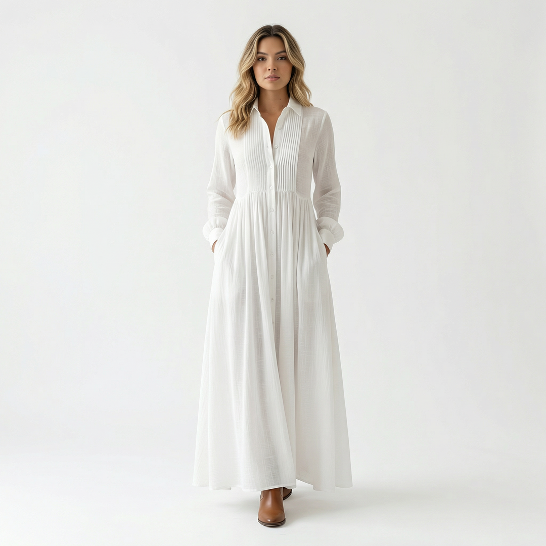 Vestido Largo Algodón Lino Minimalista