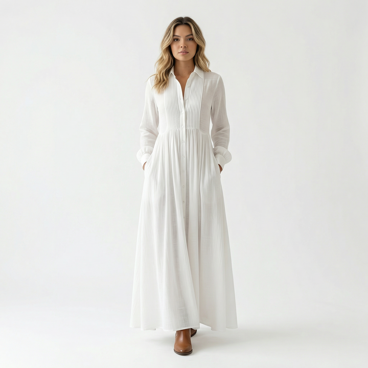 Vestido Largo Algodón Lino Minimalista