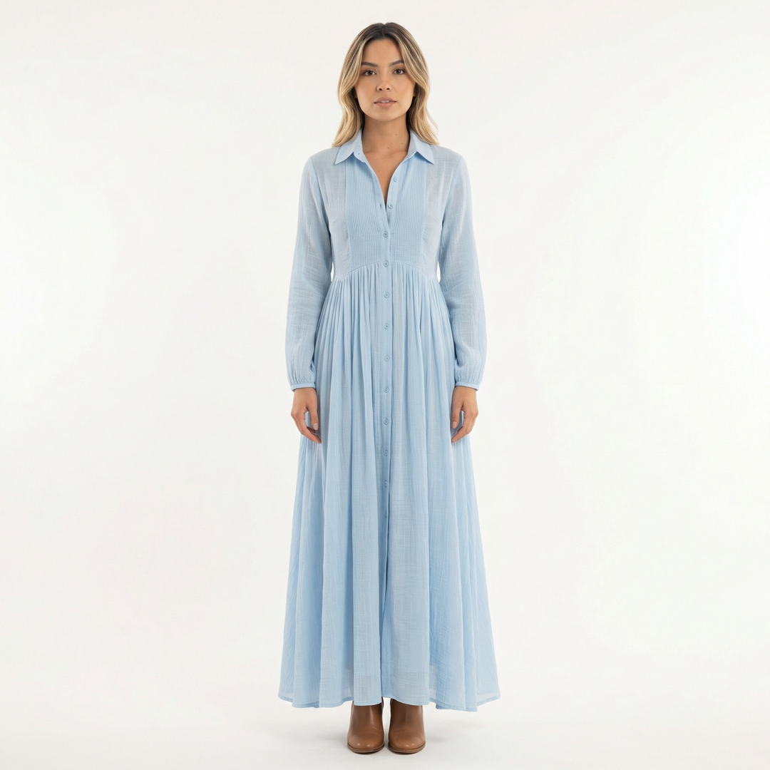 Vestido Largo Algodón Lino Minimalista