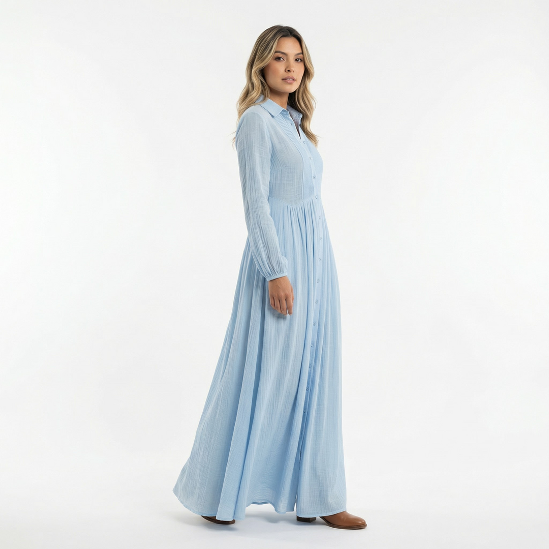 Vestido Largo Algodón Lino Minimalista