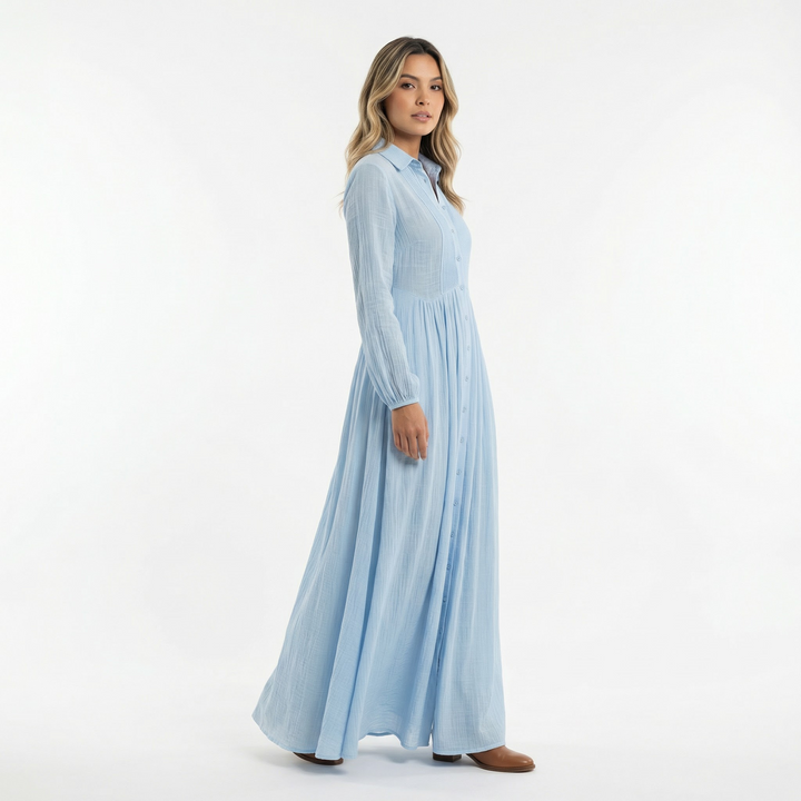 Vestido Largo Algodón Lino Minimalista