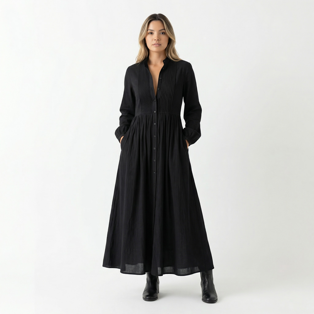 Vestido Largo Algodón Lino Minimalista