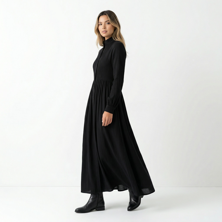 Vestido Largo Algodón Lino Minimalista