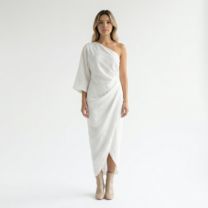 Vestido Asimétrico Lino Elegante
