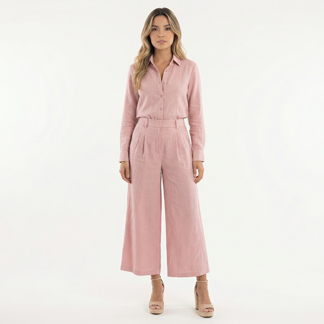 Conjunto Lino Rosa Pantalón Ancho