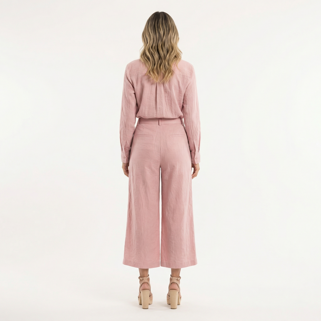 Conjunto Lino Rosa Pantalón Ancho