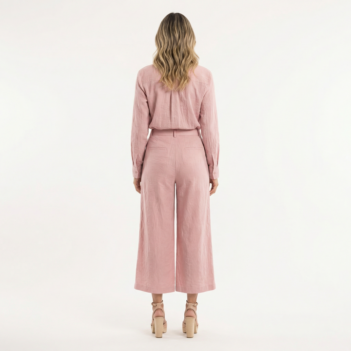 Conjunto Lino Rosa Pantalón Ancho