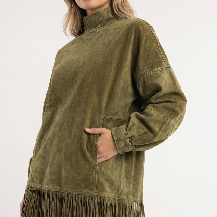 Vestido Corto Antelina con Flecos