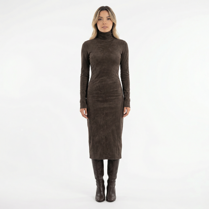 Vestido Midi Antelina Cuello Alto