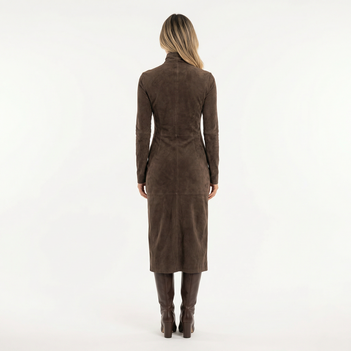 Vestido Midi Antelina Cuello Alto