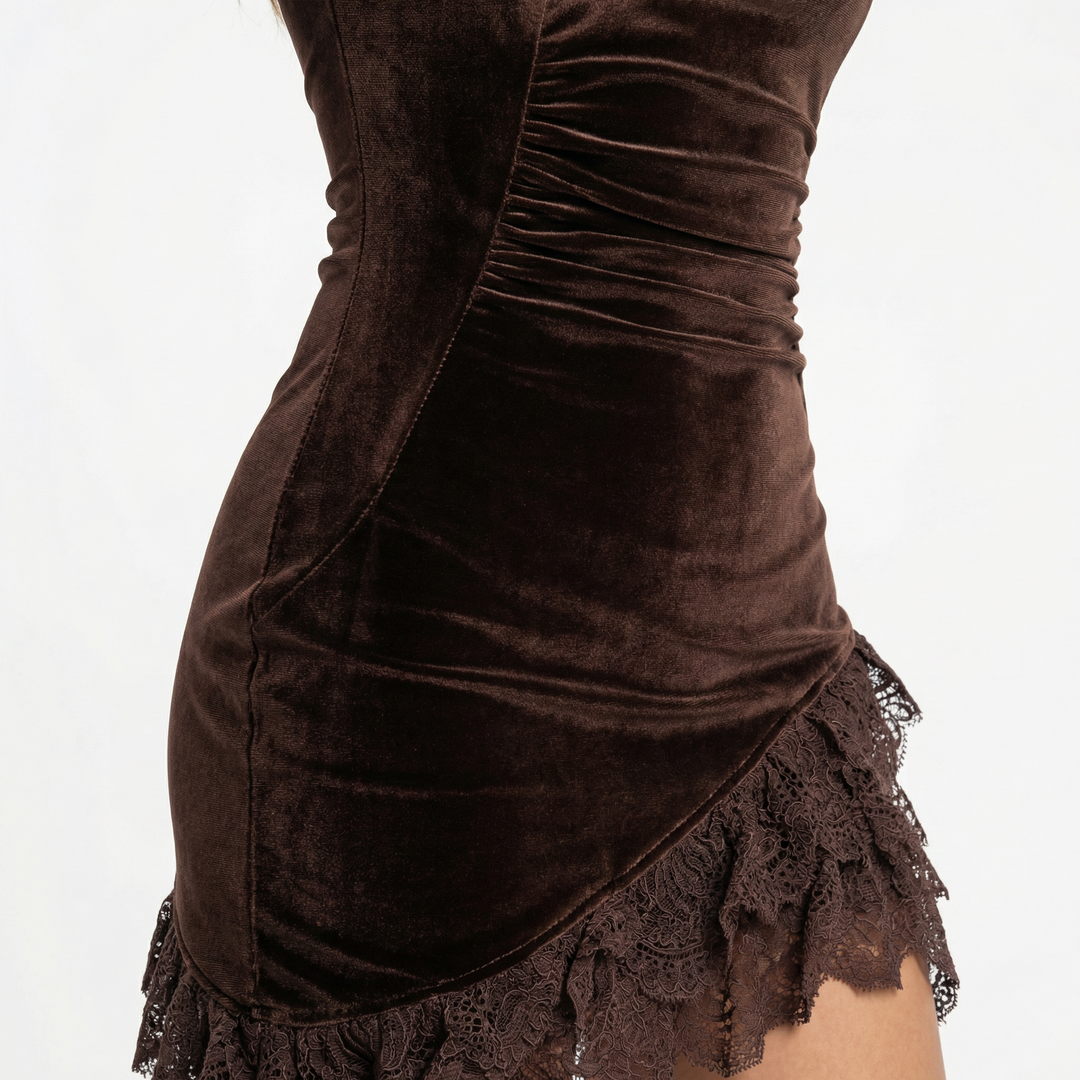 Vestido Corto Terciopelo Encaje