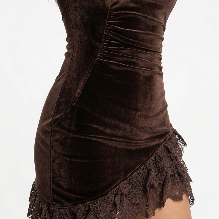 Vestido Corto Terciopelo Encaje