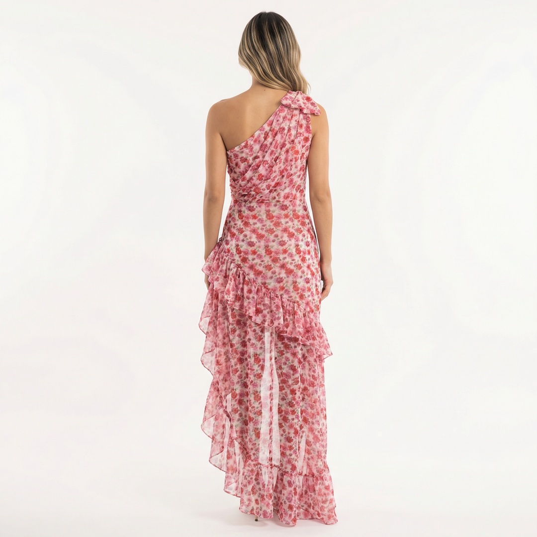 Vestido Midi Floral Asimétrico