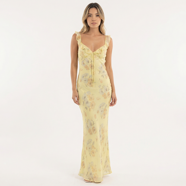Vestido Midi Floral Escotado