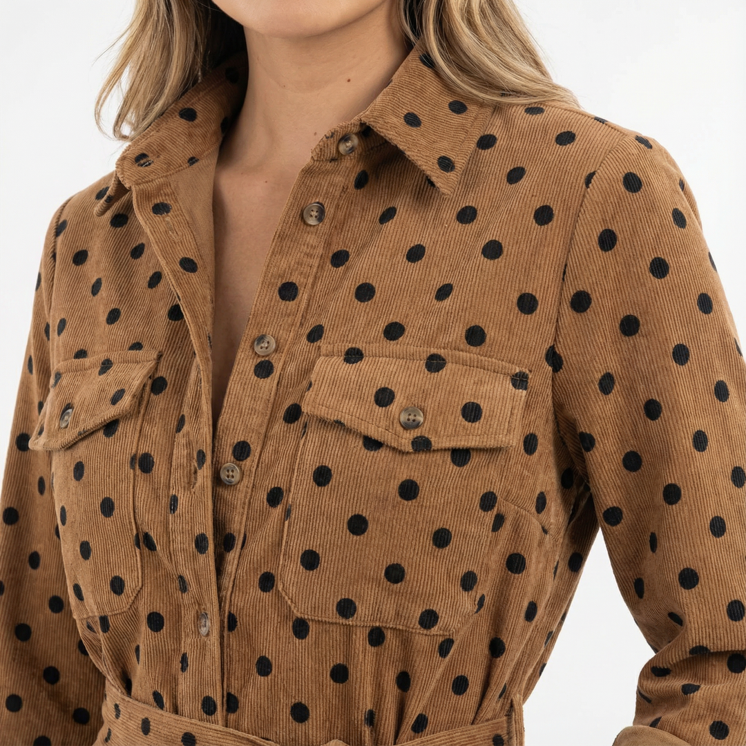 Vestido Midi Camisero de Ante Mujer