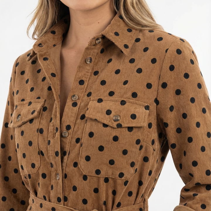 Vestido Midi Camisero de Ante Mujer