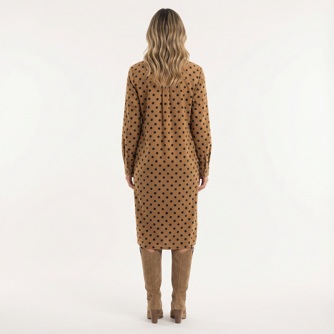 Vestido Midi Camisero de Ante Mujer