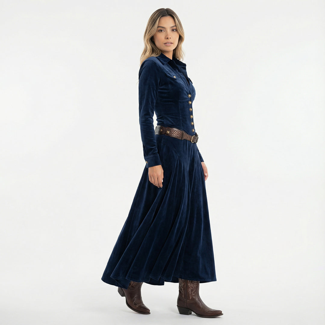 Vestido Maxi de Terciopelo Elegante